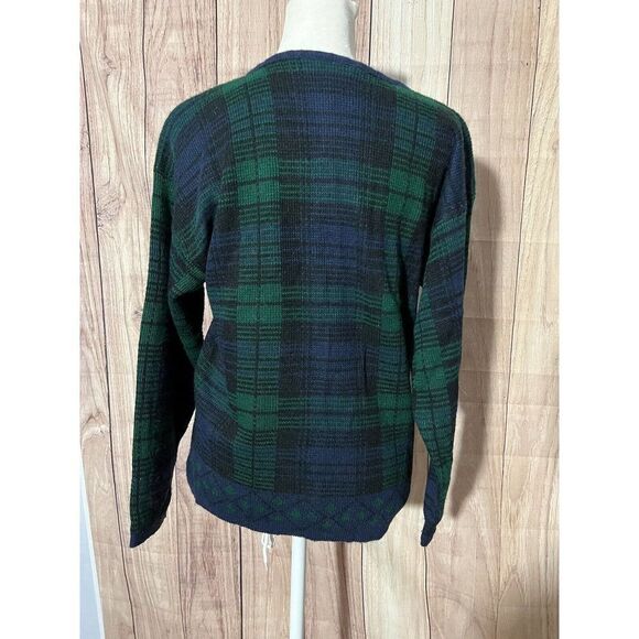 Vintage Victoria Jones Petites Plaid Cardigan Green & Black Size PM - Picture 5 of 9